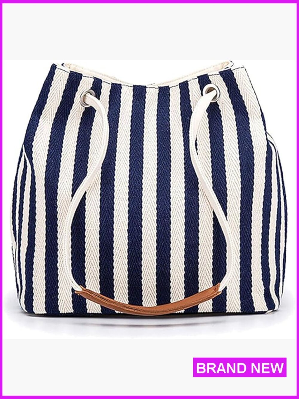 Canvas Tote Bag Small Medium Shoulder Handbag Daily Work Travel Striped Hobo